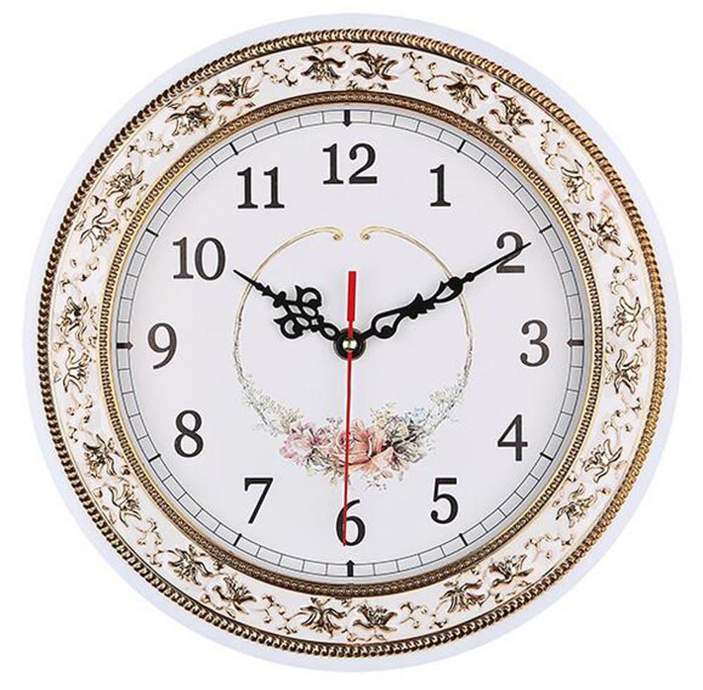Tebery Silent Modern Quartz Flower Design Decorative Wall Clock Non-Ticking Digital 11-Inch Clock (White)