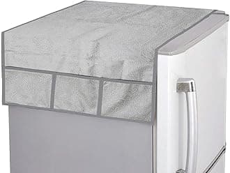 Kuber Industries Fridge/Refrigerator Top Cover|Flower Design & Water Proof PVC|6 Utility Pockets, Size 98 x 54 CM (Silver)-CTKTC039619