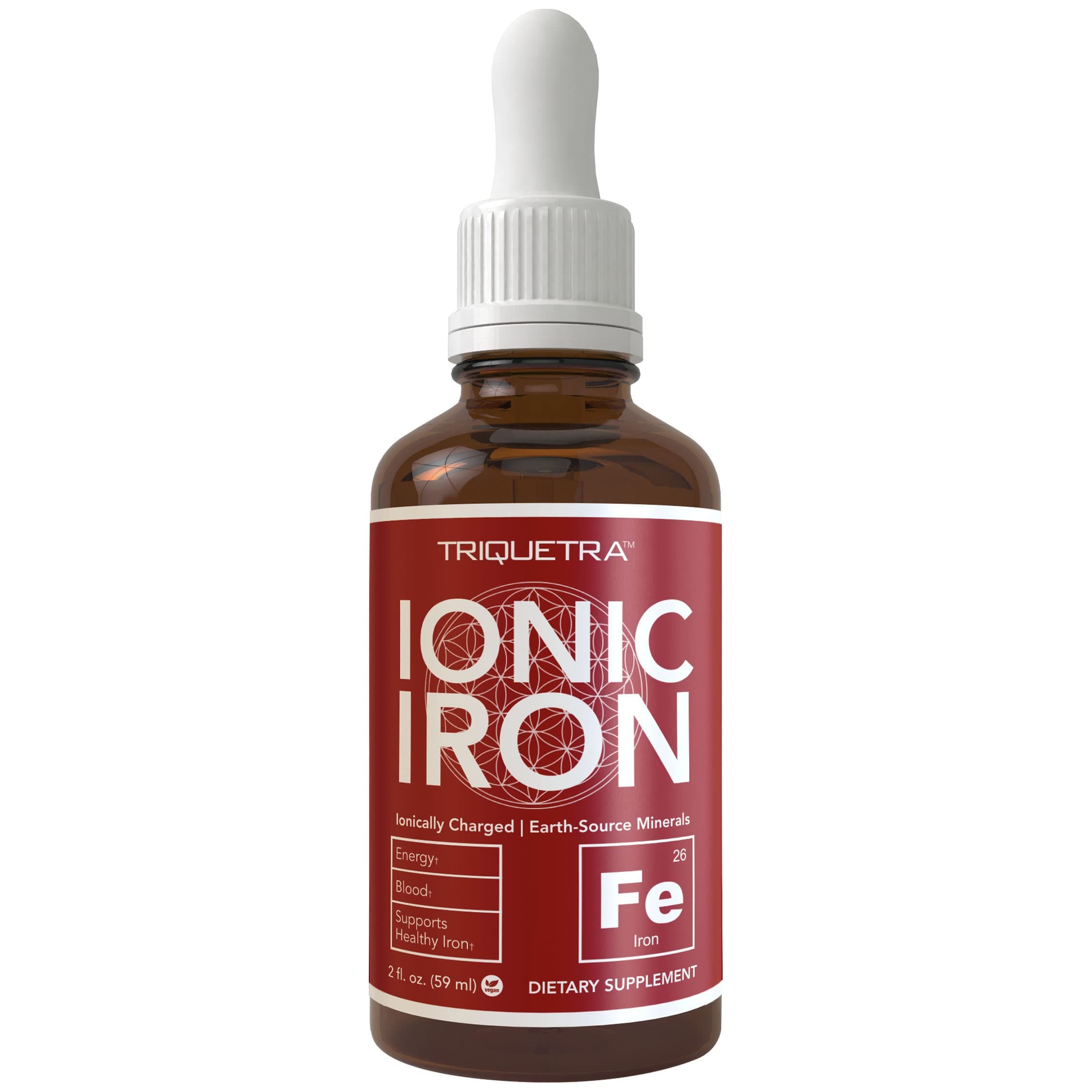 Ionic Liquid Iron Supplement (About 236 Servings) – Ionically Charged, Earth-Sourced Mineral Formula; Small 5-Drop Servings for Easy Use, Liquid Concentrate, Unflavored, Vegan – 2 fl oz (60 mL)