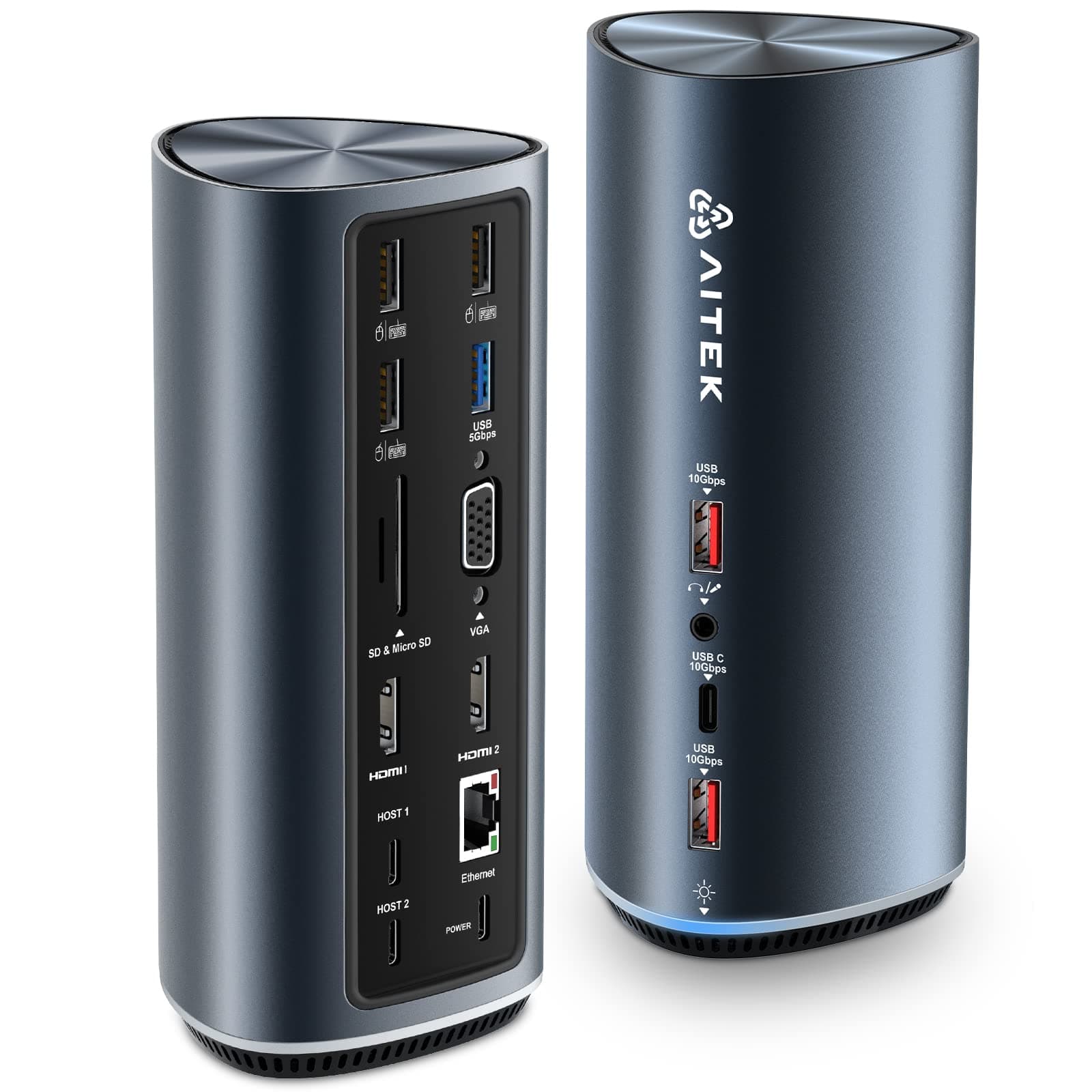 Aitek USB C Docking Station: 15-in-2 MacBook Pro/Air M1 M2 Multiple Laptop Dock with Triple Display Dual 4K HDMI One VGA Monitor RJ45 Ethernet Multi USB A/C 3.2 10Gbps Ports PD 100W