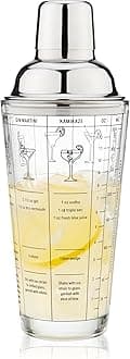 True Glass Cocktail Shaker with 7 Classic Recipes and Measurements for Cold Brew Cocktails, Home Bar Accessories, Bar Tools, Bartender Gifts, Hosting Essentials, 13.5 oz, Set of 1, Clear