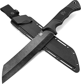 ODENWOLFW Machete - Survival Machete Full Tang with Sheath - Strong D2 Steel Knife Machete for Cutting Trees, for Yard Work, and for Bushcrafting and Big Tactical Knife with TPE-Handle