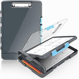 Original Clipboard with 2 Storage & Pen Holder, Heavy Duty Clip Boards 8.5x11 with Dual Storage, Clearview Dry Erase Coach Clipboard with Real Hinge, High Capacity, School & Office Supplies