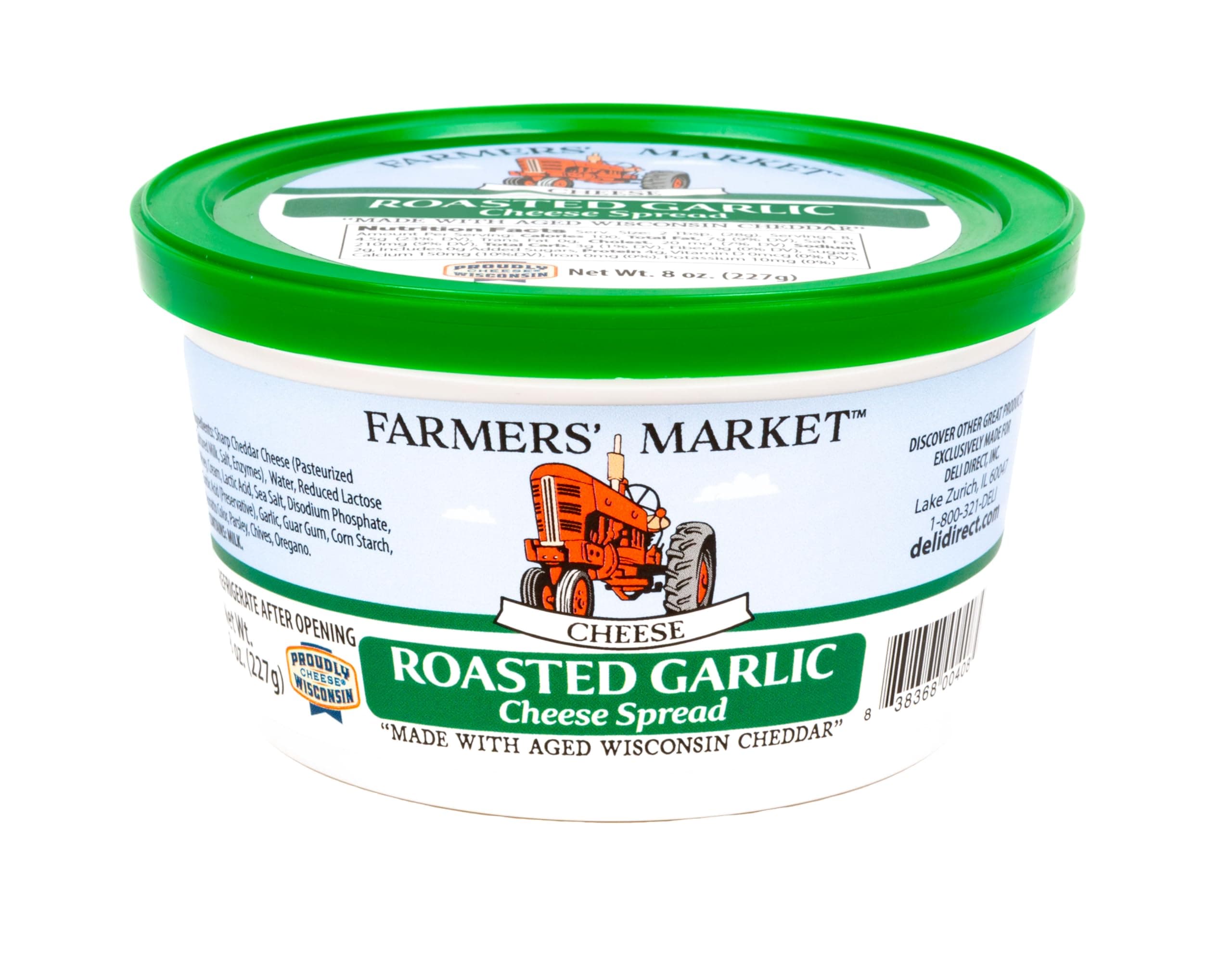 Deli Direct Cheese Spread Roasted Garlic for Crackers, Cheese Dip for Chips, Spreadable Cheese, Pretzel Cheese Dip, 8 oz