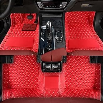 Custom Personalized Floor Mats for Cars，Luxury Full Coverage All Weather Car Floor Mats，Anti-Slip Leather Car Mat Set ，Custom Floor Mats for 99% of Cars, Trucks & SUVs (red White)