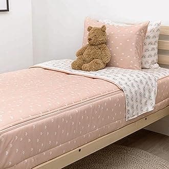 Beddy's Rainbow Theme Durable Zipper Bedding for Kids, Bed in a Bag, Peach Sheets & Comforter, Includes Pillowcase & Pillow Sham Easy to Make & Wash