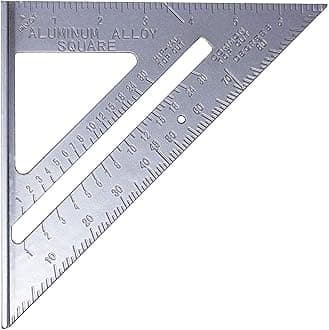 THS 6" 45 Degree Square Layout Tool,Double Side Scale Aluminium Alloy Metric Inch Triangle Measurement in 90 Degree Triangle Ruler Carpenter Tool (Silver, 6)