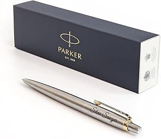 CustomDesign.Shop Personalized Custom Parker Jotter SS Pen + Gift Box | Design A Truly Unique Present | Laser Engraved (Black Ink)