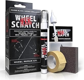 Gloss Black Rim Touch Up Paint, Wheel Scratch Repair Kit, Alloy Curb Rash Repair Kit, Rim Touch Up Pen, Universal Wheel Paint, DIY Alloy Rim Repair (Gloss Black)