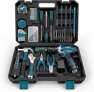 Sundpey Tool Kit 206PCs with Drill - 12V Cordless Power Drill Combo Home Tool Set - Protable Basic General Household Toolbox for Men Women for Garden Office House Repair (Screwdriver Set & Pliers Set)