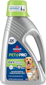 Bissell PET PRO OXY Urine Eliminator with Febreze Carpet Deep Clean Solution, with StainProtect Technology, for use in leading upright carpet cleaners, 48oz, Our best formula for pet messes & odors