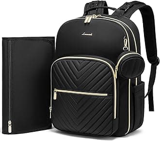 Diaper Bag Backpack, LOVEVOOK Quilted Baby Bag with Changing Pad & Pacifier Holder,Travel Diaper Bags with USB Charging Port