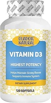 Vitamin D3 4000 IU - 120 Softgels| High Potency Formula Supports Healthy Bones, Teeth, Muscles & Immune Function | Non-GMO, Gluten-Free | Daily Wellness Essential
