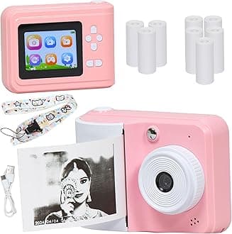 Kids Digital Camera with Instant Print, 2.4" LCD Screen, 8 Thermal Paper Rolls (Pink- Model 1)