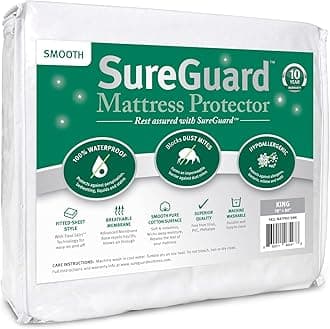 SureGuard Mattress Protectors King Size - 100% Waterproof, Hypoallergenic - Premium Fitted Cotton Cover - Smooth
