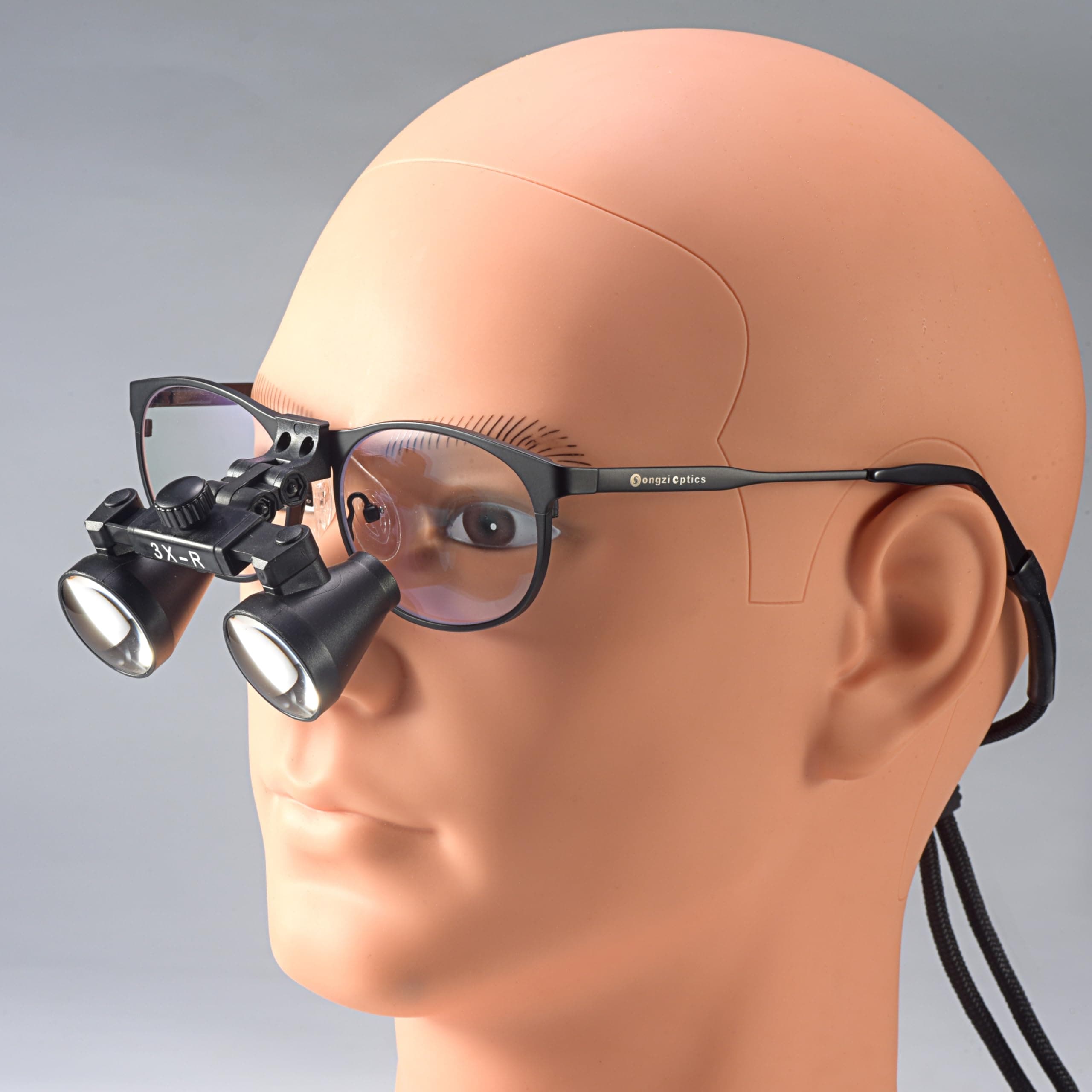 (2.5X 3X 3.5X Optional) Titanium Frame Binocular Dental Surgical Loupes Black Colour (Working Distance :(360-460 mm) R, Magnification:3.5X)