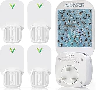 Fly Trap Indoor, Fruit Fly Traps for Indoors, (4 Device + 12 Refills) Gnat Traps for House Indoor, Fly Catcher Indoor, Safer Plug in Light Flying Insect Trap, Bug Light Killer, Fly Trap