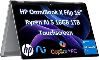 2025 HP OmniBook X Flip x360 2 in 1 Touchscreen Laptop (16" FHD+, AMD Ryzen AI 5 340 (> Intel i7-1355U), 16GB 7500 MT/s, 1TB SSD) AI Copilot+ PC for Creator, Designer, IR Webcam, Backlit, Win 11 Pro