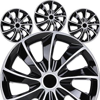 17" Premium Universal Wheel Rim Covers – Set of 4 Hubcaps,ABS&PC Material Hub Protection Accessory,Snap-on Replacement Caps for Car,Pickup Truck,SUV - 17 Inch Silver&Black Lacquer