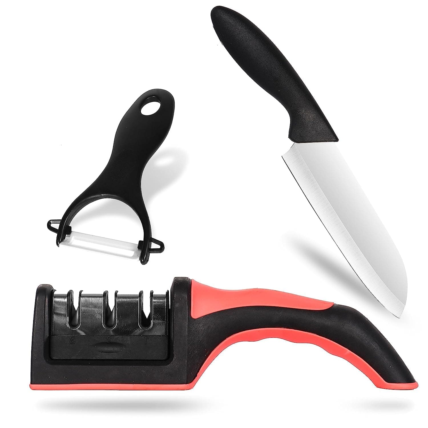 Kitchen Tool Set - 3pcs Knife, Knife Sharpener and Peeler