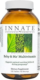 INNATE Response Formulas Baby & Me Multivitamin - Prenatal and Postnatal Vitamin with Folate, Choline, and Vitamins B12 and D3 - Vegetarian, Non-GMO, and Gluten-Free - 120 Tablets (60 Servings)