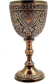 Handmade Brass Wine Chalice Goblet – Artisanal Craftsmanship, Antique Vintage Design – Elegant Cups for Wedding, Church, Festive Events (Copper Antique)