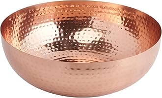Creative Co-Op Round Hammered Metal Bowl, Copper Finish