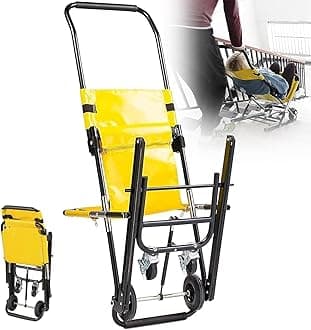 Folding EMS Stair Chair,Medical Transport Evac Wheelchair,Lift Stair Chair with Quick Release Buckles for Ambulance Firefighter Evacuation