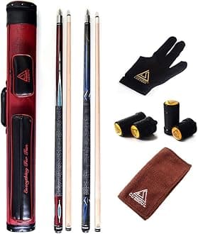 Set of House Bar Pool Cue Sticks Combo - 2 Cue Sticks Packed in 2x2 Hard Pool Cue Case E102