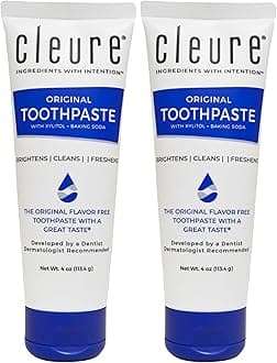 Original No Fluoride Toothpaste - SLS Free, Mint Free - with Xylitol for Fresh Breath & Helps Whiten - for Kids & Adults - Flavor Free (4oz Tube, Pack of 2)