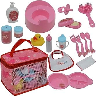 The New York Doll Collection Baby Doll Feeding & Caring Accessory Set in Zippered Carrying Case - 20 pc Accessories for Dolls