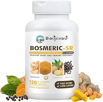 Bosmeric SR Turmeric Curcumin with Curcumin C3 Complex, BioPerine (Black Pepper Extract) for High Absorption and Boswellia for Extended Release; Soy/Gluten Free All Natural, Non GMO - 120 Caplet