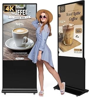JIYANG 55 Inch 4K Indoor Digital Signage Floor Standing Digital Kiosks LCD Totem Monitor with WiFi HDMI/USB Input Auto Media Player Android System,Free Customization Logo