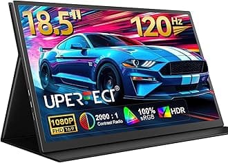UPERFECT Portable Monitor 18.5" 120HZ 100% sRGB Portable Laptop Monitor w/VESA & Cover, FreeSync HDR Gaming Monitor, 350Nits USB-C & HDMI Travel External Second Screen for Laptop, PC, Game Consoles