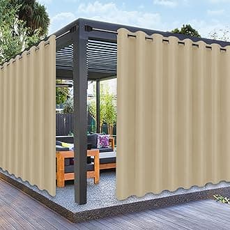 PureFit Outdoor Curtains for Patio Waterproof Weatherproof, UV and Fade Resistant Outside Curtains for Gazebo, Front Porch, Pergola, Sun Blocking Privacy Curtain, 150W x 84L inch, 1 Panel, Beige