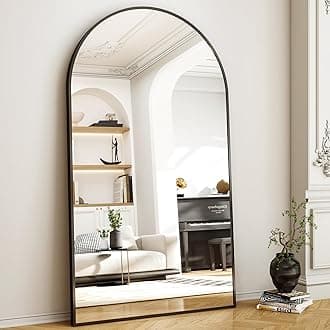 46"x76" Extra Large Arched Full Length Mirror - Leaning Mirror Arch Wall-Mounted Mirrors - Aluminum Alloy Frame Modern Simple Home Decor - for Living Room Bedroom Cloakroom