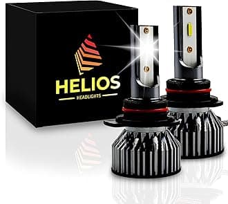 Helios Headlights HIR2 / 9012 Bulbs Led 18000 LM Super Bright Fan Cooling All In One Cool White Conversion Kit Hi/Lo (DC 9-30V) 6000K (36W x2) 30,000Hours over 200% Brighter, Braided Cable