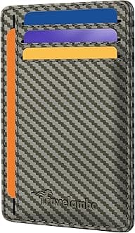 Front Pocket Minimalist Leather Slim Wallet RFID Blocking Carbon Fiber Texture