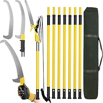 27 FT Pole Saws for Tree Trimming, [Ultra Sturdy] Tree Pruner with Thickened Saw Blade and Scissors for Tree Trimmer, Pole Cutter for Backyard and Garden, Bush Cutting and Pruning of Palm Trees