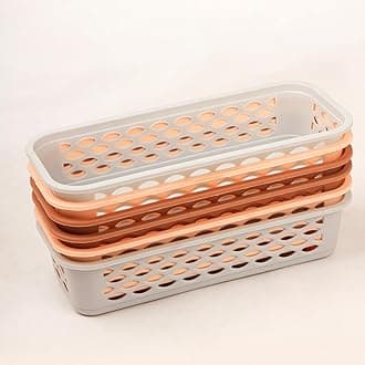 Organizer Tray Office Drawer Dividers Storage Bins Multipurpose Desk for Makeup, Kitchen, Office, Bathroom, Bedroom Dreassing, Basket Rack MultiColor(23*8*5 CM) Pack Of 6 (Brown 6pcs)