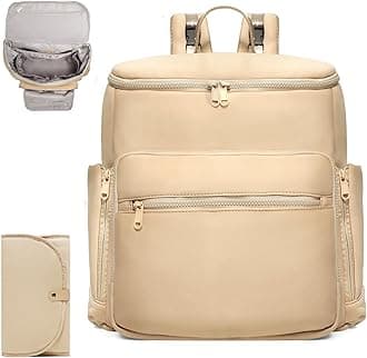 Diaper Bag Backpack, Neoprene Bag Backpack 16 Pocket, 4 Insulated Pockets, Baby Bag with Changing Pad