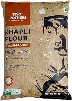 Khapli Wheat Flour (5kg) | Low-Gluten Wheat Flour | High Dietary Fiber for Easy Digestion | Stoneground Emmer | Khapli Atta | India's Only Certified Glyphosate Free Atta