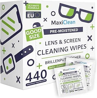 440 Premium Eye Glasses Cleaning Wipes Streak-Free Lens and Spectacle Cleaner, Individually Wrapped Pack of 440 Phone & Laptop Screen Camera Lens Optical Wipes, Car Mirror Glass Tissue Bulk 5.5 x 4.7