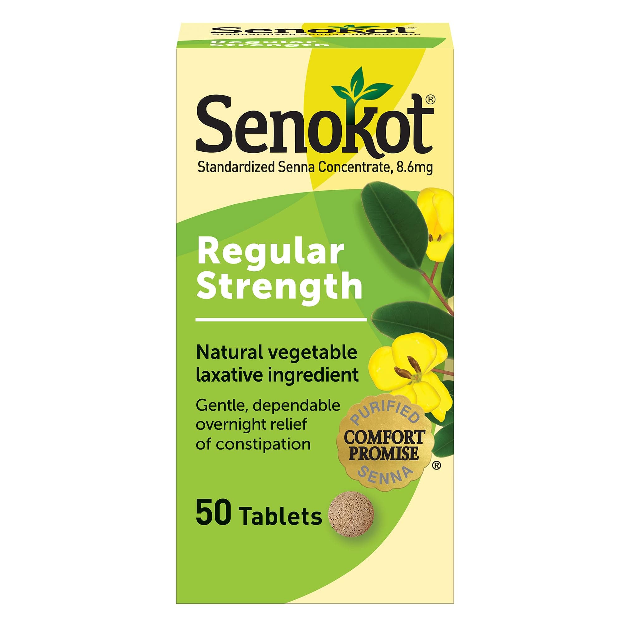- Regular Strength Senna Laxative Tablets Constipation Relief for Adults, 50 count