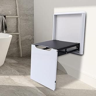 Wall-Mounted Folding Chair Shoe-Changing Stool Invisible Shoe-Changing Stool Wall Seat Saving Space Foldable Wall-Mounted Stool with Support Legs for Home Doorways (Material: Aluminum Alloy)