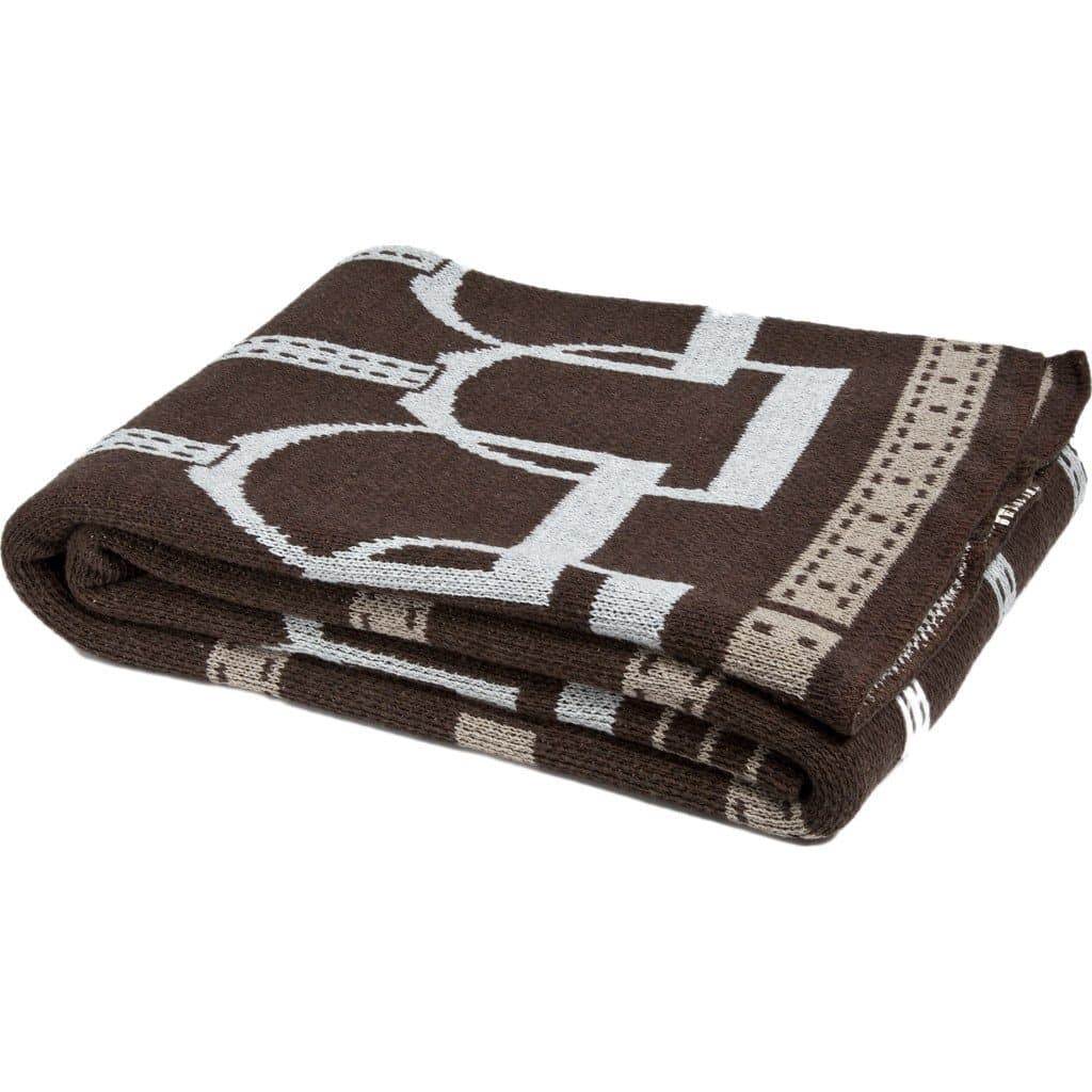 Eco Throw Blanket - Stirrup Pattern - Made From Soft Cotton And Polyester For Long Lasting Use – Chocolate / Aluminum / Flax By in2green