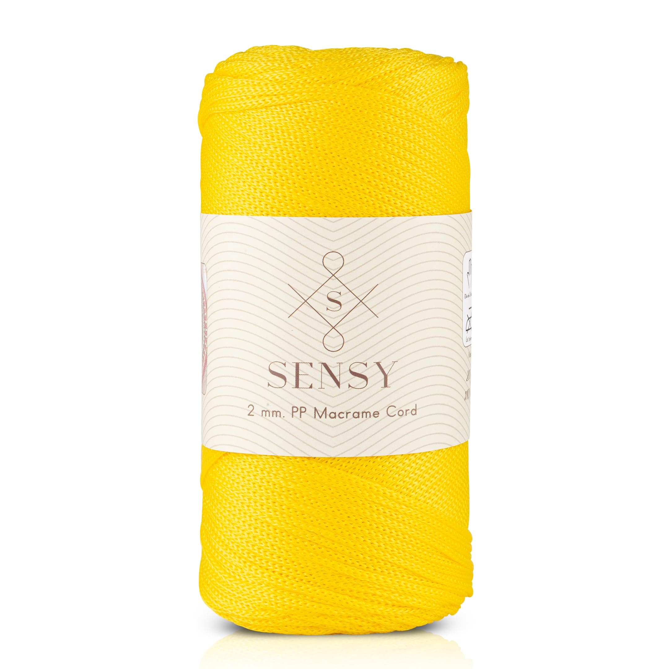 S SENSY2mm 251 Yards Polyester Rope 100% Polypropylene Cord for Macrame and Knotting (Yellow)