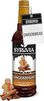 Syruvia Gingerbread Syrup for Coffee, Flavored Syrup for Drinks, Lattes, and Desserts – 25.4 fl oz