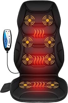 COMFIER Back Massager with Heat, Vibration Massage Seat Cushion with 8 Massage Nodes & 5 Modes, Adjustable Chair Massager Pad for Home Office, Heated Chair Pad, Gifts for Women Men Mom Dad