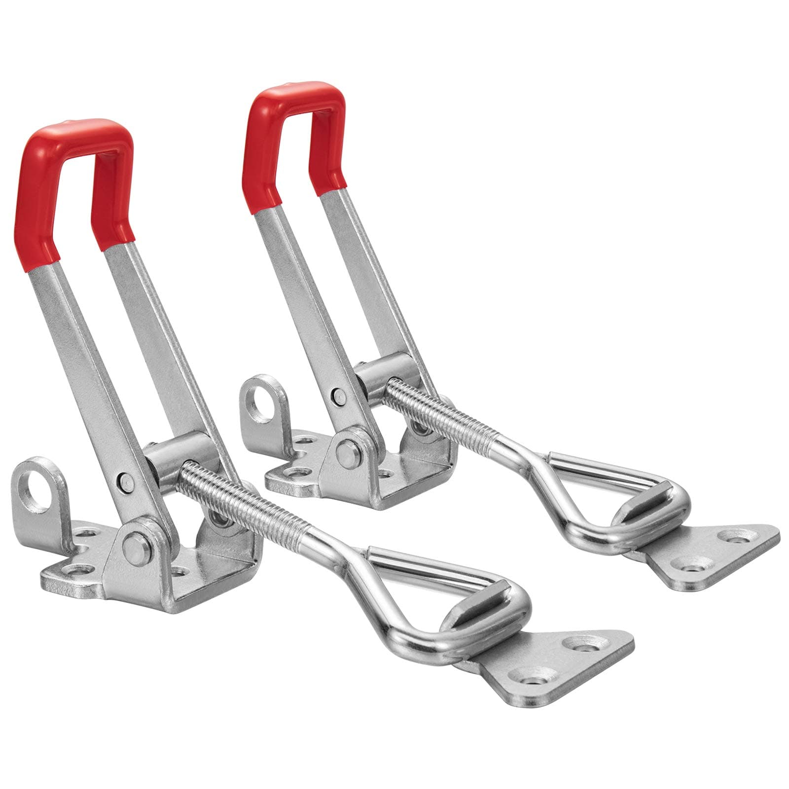 Accessbuy Heavy Duty Adjustable Toggle Latch Clamp With Lock Hole 300Kg 660Lbs Holding Capacity (7.5inch(2pak)) Silver